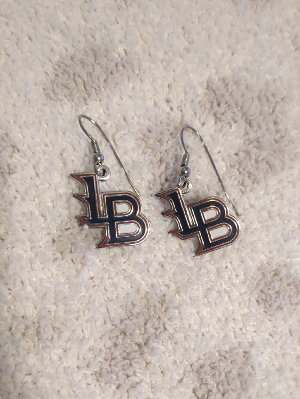 Louisville Bats LB Baseball Team Minor League Earrings Silver Blue Dangle